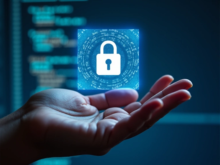 A hand holding a digital cookie icon over a blurred background of a computer screen, symbolizing internet privacy and data use.